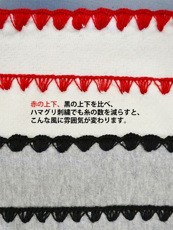 ミシン目、刺繍一覧